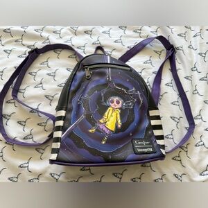 Loungefly Purple Black Yellow Coraline Portal Mini Backpack